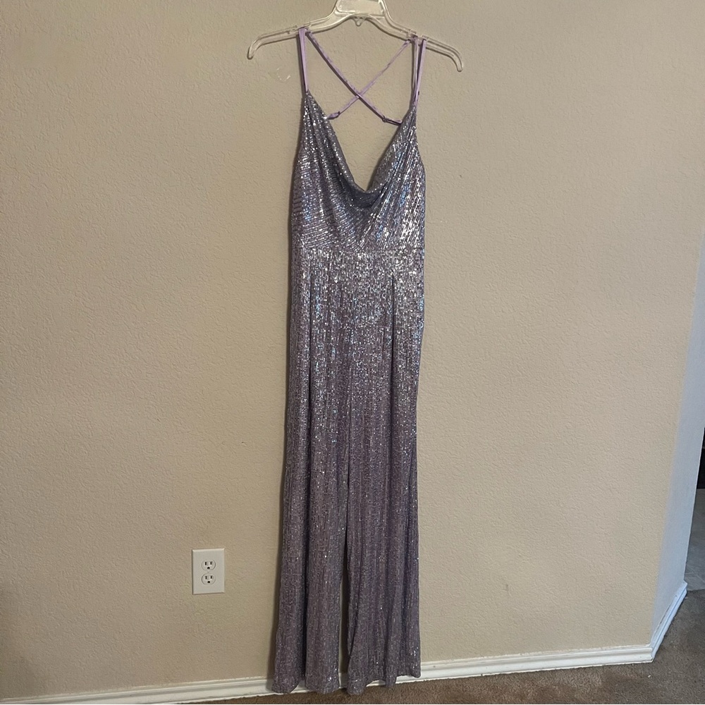Ranna Gill Anthropologie Purple Sequin Jumpsuit